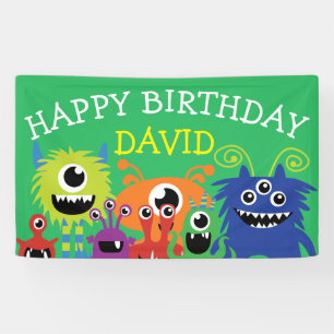 Little Monster Boy Birthday Party Cute Spandoek