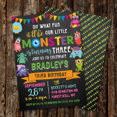 Little Monster Chalkboard 3rd Birthday Kaart