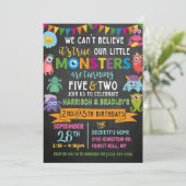Little Monster Chalkboard 5th & 2nd Joint Birthday Kaart (Staand voorkant)