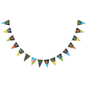 Little Monster Chalkboard Happy Birthday  Vlaggetjes