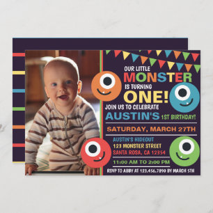 Little Monster Cute Birthday Party Kaart