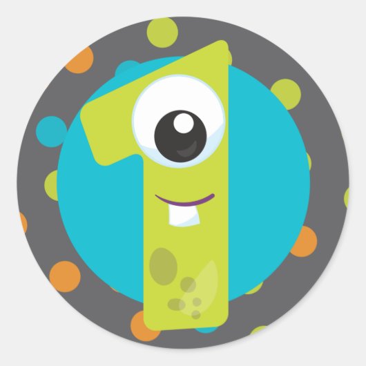 Little Monster Eerste Verjaardag EEN sticker (Voorkant)