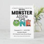 Little Monster First Birthday Invitation Kaart (Staand voorkant)