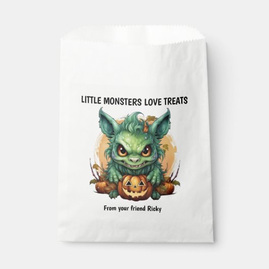 Little Monster Green Creature Halloween Bedankzakje (Voorkant)
