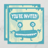 Little Monster Invitation - BLUE Kaart (Voorkant / Achterkant)