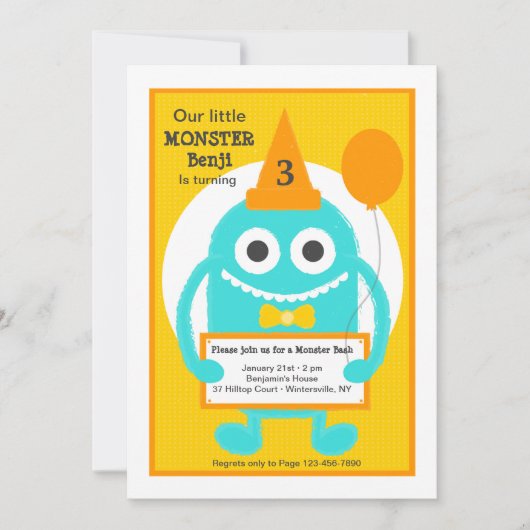 Little Monster Invitation Kaart (Voorkant)