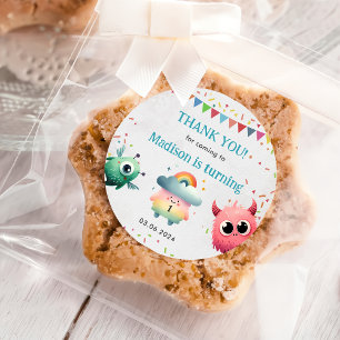 Little Monster thema verjaardagsfeestje Ronde Sticker