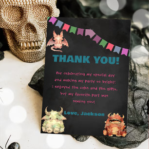 Little Monster Theme Verjaardag Bedankt Card Kaart