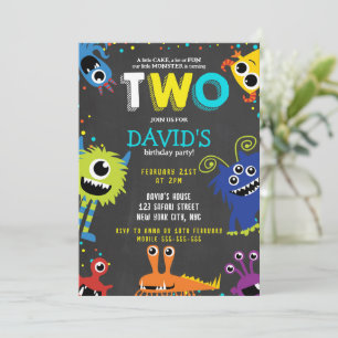Little Monster Verjaardag Party Chalk 2e Verjaarda Kaart