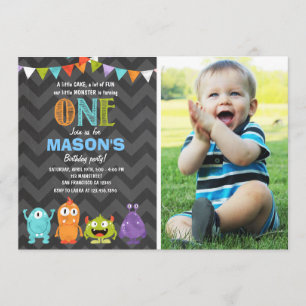 Little Monster verjaardagsfeestje uitnodigingskrij Kaart