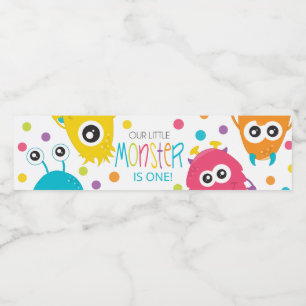 Little Monster verjaardagsfeestje waterfleslabels Waterfles Etiket