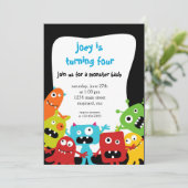 Little Monsters Birthday Invitation Kaart (Staand voorkant)