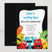 Little Monsters Birthday Invitation Kaart (Voorkant / Achterkant)