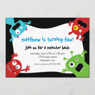 Little Monsters Birthday Invitation Kaart