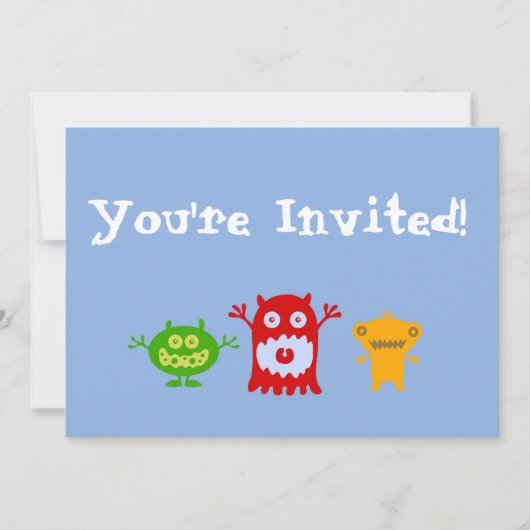 Little Monsters Personalized Party Invitation Kaart (Voorkant)