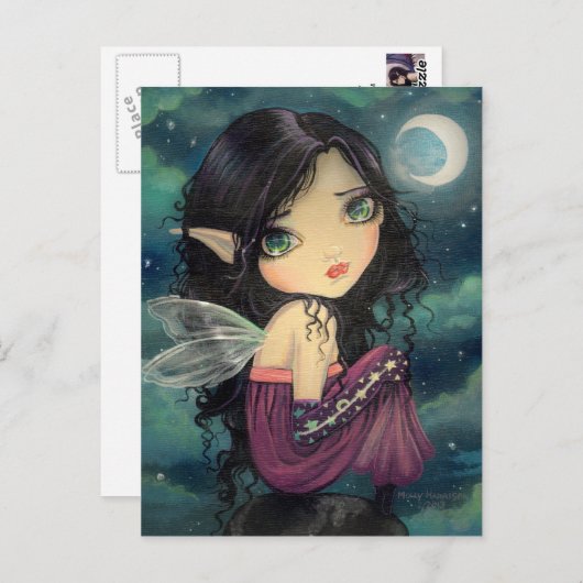 Little Moon Gothic Big-Eye Fairy Art Briefkaart (Voorkant / Achterkant)
