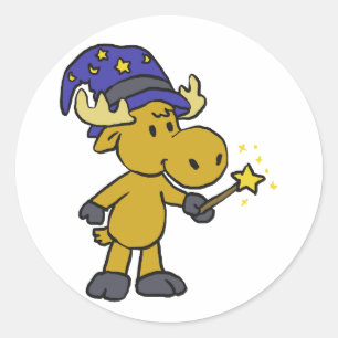 Little Moose Wizard maakt magie kies voor de ach Ronde Sticker