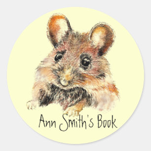 Little Mouse Book Bord aan te passen Ronde Sticker