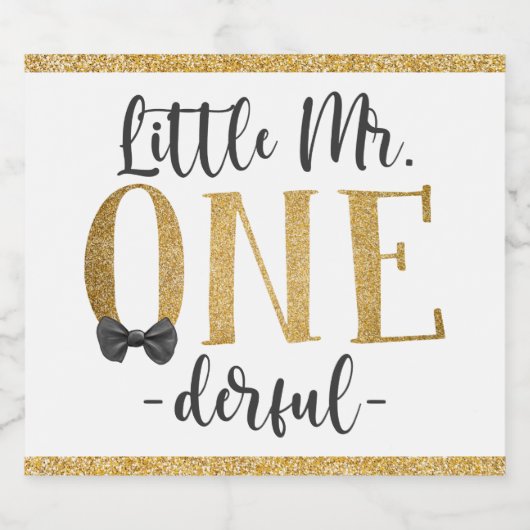 Little Mr One Derful 1st Birthday Sparkling Wijnetiket (Enkel label)