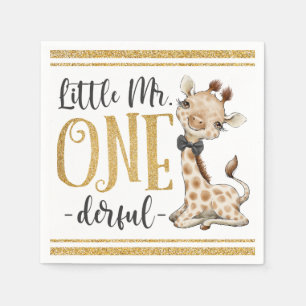 Little Mr. One Derful Cute Giraffe 1st Birthday Na Servet