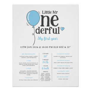 Little Mr. Onederful Eerste Dag Mijlpaal Perfect Poster