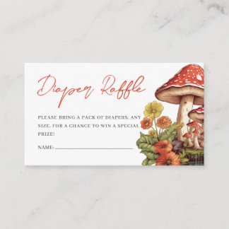 Little Mushroom Herfst Baby shower Luier Raffle Informatiekaartje