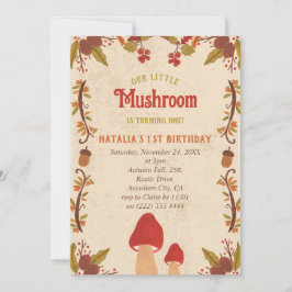 Little Mushroom Herfst Herfst 1e Verjaardag Feestdagenkaart