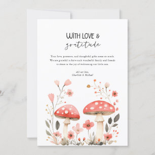 Little Mushrooms Wildflower Baby shower Dank u Kaart