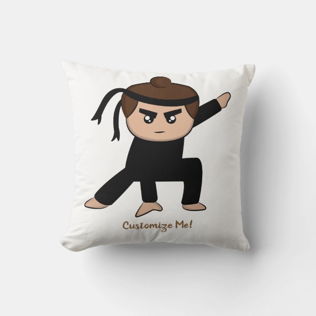 Little Ninja Boy Cute Personalized Kussen (Voorkant)