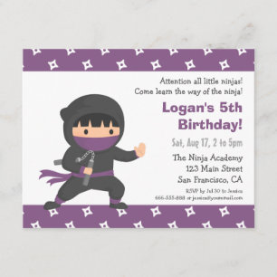Little Ninja Kids Birthday Party Kaart