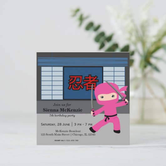 Little ninja-verjaardagsthema kaart (Staand voorkant)