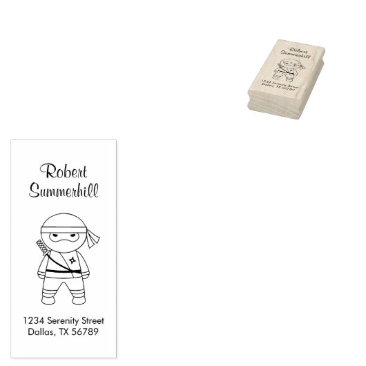 Little Ninja Warrior Address Rubberstempel (Gestempeld)