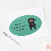 Little Ninja Warrior on Green Ovale Sticker (Envelop)