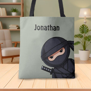 Little Ninja Warrior on Sage Green Tote Bag