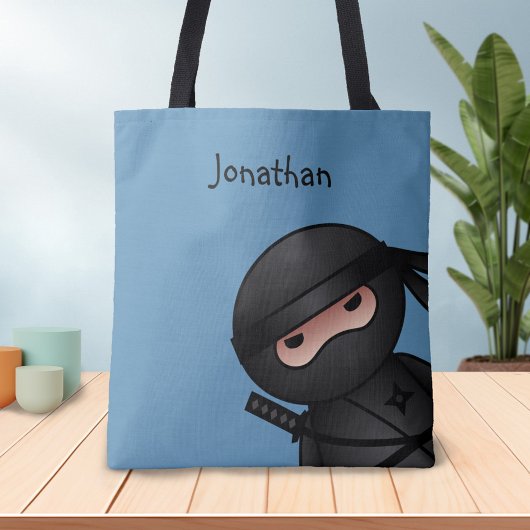 Little Ninja Warrior op Blue Tote Bag