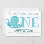 Little Octopus Turing One Animal First Birthday Kaart (Voorkant)