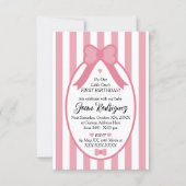 Little One Bow 1st Birthday Photo Invitations (Devant)