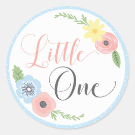 Little One Floral Baby's eerste verjaardagsfeestje Ronde Sticker