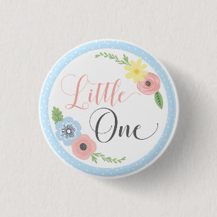 Little One Floral Baby's First Birthday Party Butt Ronde Button 3,2 Cm