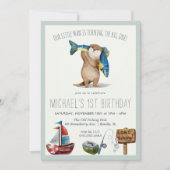 Little Otter Pêche 1er Anniversaire Invitation (Devant)