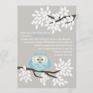 Little Owl & Branches Baby Shower-uitnodigingen Kaart