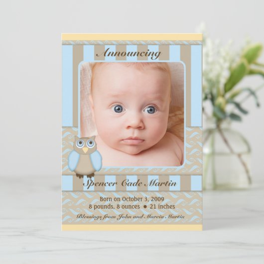 Little Owl Faire-part de naissance (Debout devant)