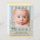 Little Owl Faire-part de naissance (Devant / Derrière)