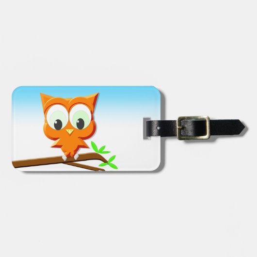 Little Owl op een Branch Bagagelabel (Voorkant horizontaal)
