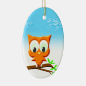 Little Owl op een Branch Keramisch Ornament (Rechts)