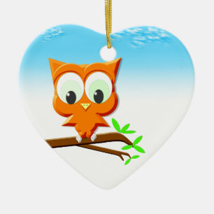 Little Owl op een Branch Keramisch Ornament