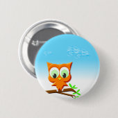 Little Owl op een Branch Ronde Button 5,7 Cm (Voorkant /achterkant)