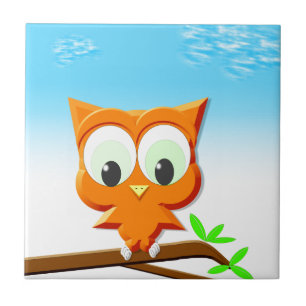 Little Owl op een Branch Tegeltje