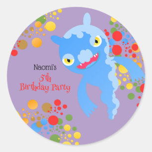 Little Party Monster en confetti Verjaardagsfeestj Ronde Sticker