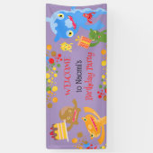 Little Party Monster en confetti Verjaardagsfeestj Spandoek (Verticaal)